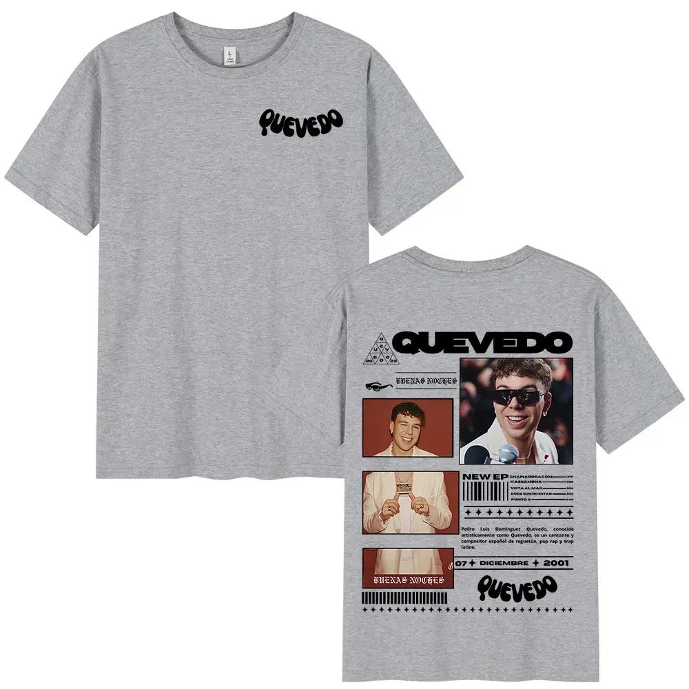 Rapper QUEVEDO 2025 BUENAS NOCHES Tshirt Unisex Unisex Fashion Hip Hop Tshirts Summer Casual Loose Short Sleeve T Shirt Streetwear