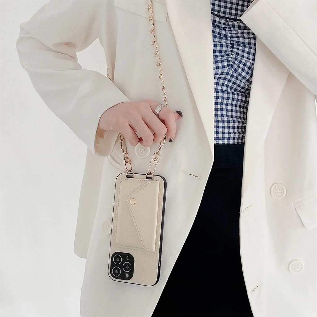 Чехол-кошелек на шнурке через плечо для iPhone 16 15 14 13 12 11 Pro Max XR XS 8 7 SE 2 3 с держателем для карт, цепочкой, шнурком, сумкой-чехлом