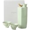 Sake Tokkuri and Ochoko Bottle and X Uguisu Light for Cold Mino Made In Japan Ale-net Set, (Sake Cup) Set, 6 H15.2cm, 235cc, (Green) Design, Green,