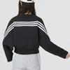 Adidas Striped Loose Fit Crew Neck Long Sleeve Sweatshirt Women Tops Black IB8494