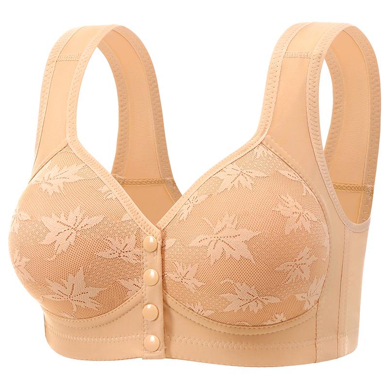 Women's Soft Cotton Front Buckle Wireless Vest Bra - Plus Size, Breathable, Comfortable, Thin Cup, Floral
