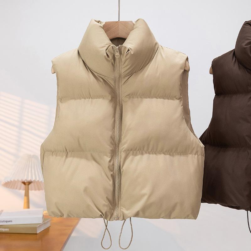 Хлопковый жилет женский короткий воротник-стойка толстый безрукавный жилет с подкладкой жилет жилет жилет куртка Tide