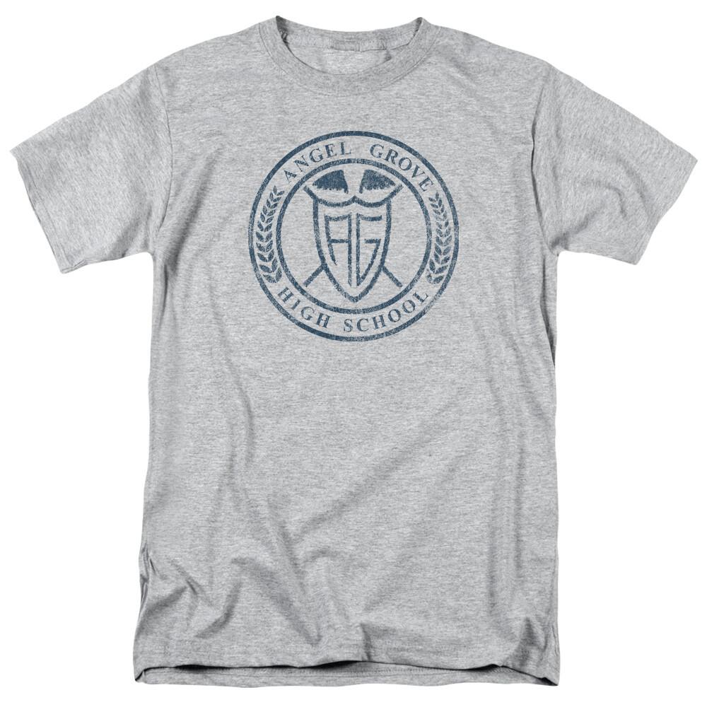 Mighty Morphin Power Rangers Angel Grove HS T Shirt Mens Licensed Tee Sport Grey