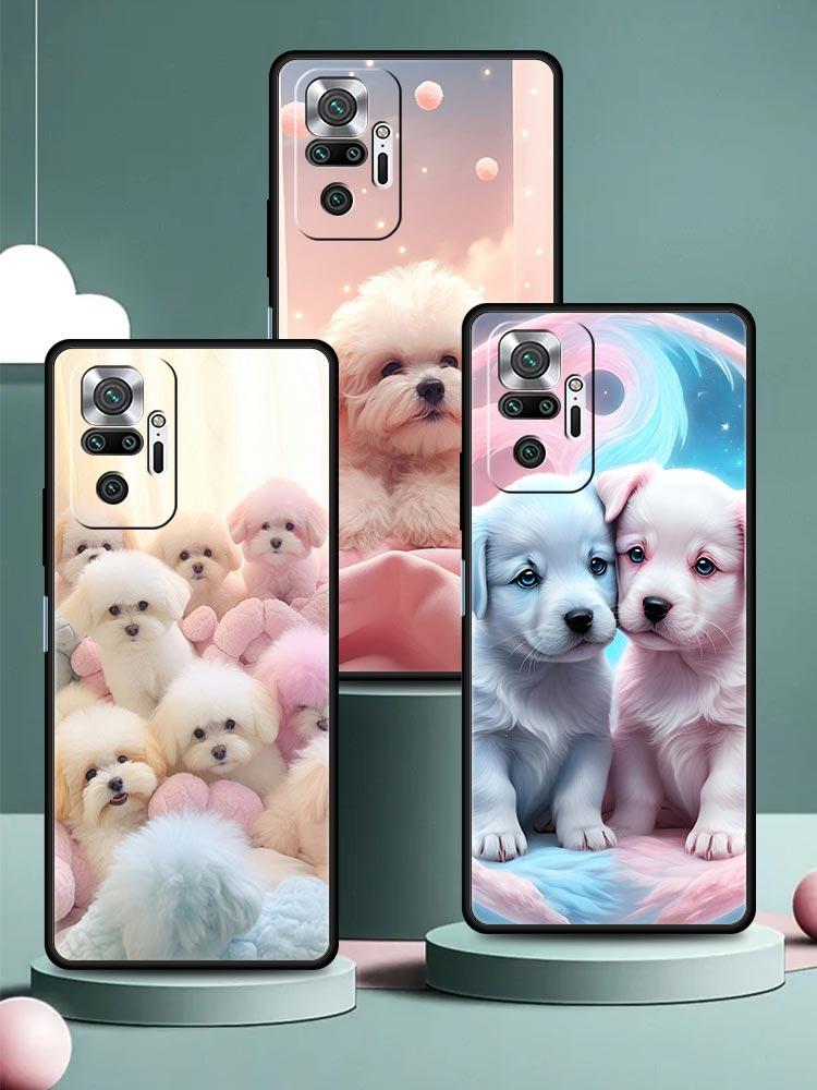 Милый чехол для телефона с собачкой для Redmi 14C 10C Note 15 14 13 12 10 11 K40 Pro Plus 5G Ударопрочный мягкий ТПУ корпус Fundas Сумки
