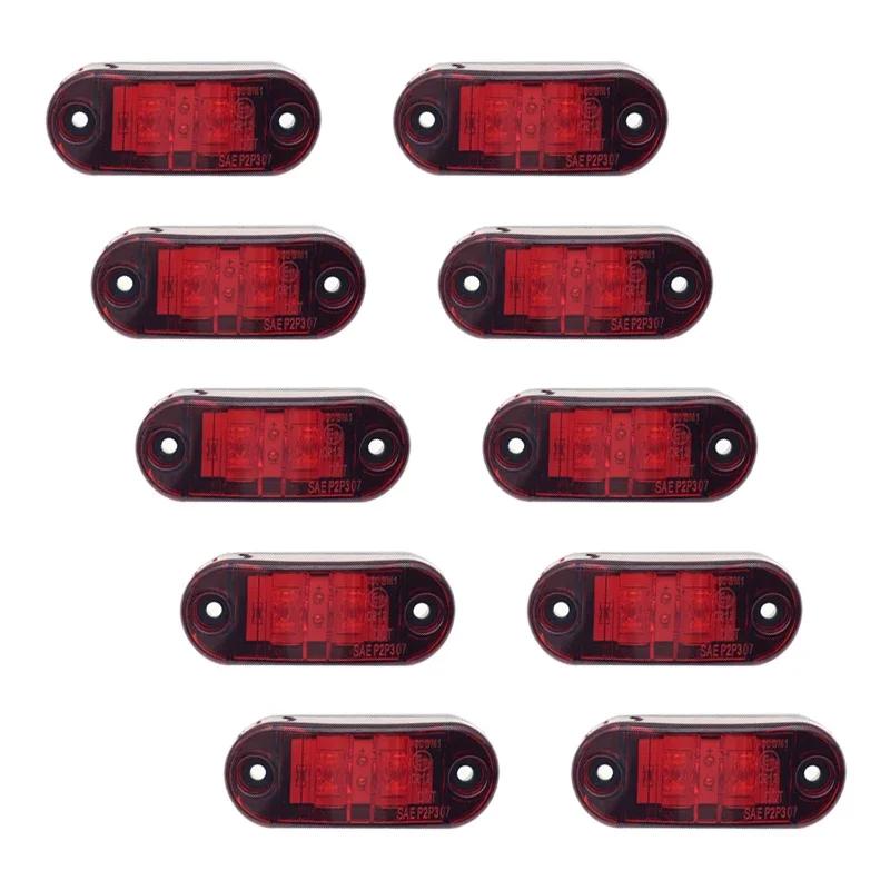10pcs 12V 24VAmber White Red LED Oval Side Marker Lamps Car Truck Light Danger Warning Emergency Work Lamp Clearance Light