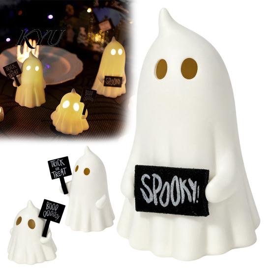 Atmospheric Night Light Halloween Up Ghost Figurine, Cute Small Resin Statue, Spooky Desktop Detachable Logo Tag Ornament for Table Mantel Shelf