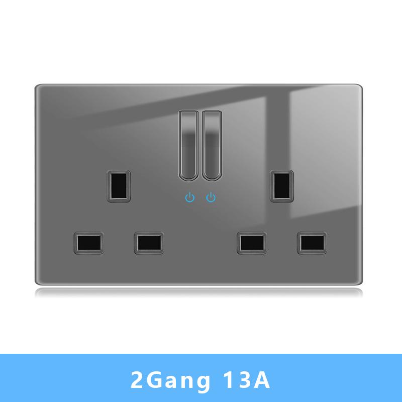 Настенный выключатель света Панель светодиодных индикаторов UK EU FR Универсальная электрическая розетка USB Фортепианные клавиши Самовосстанавливающиеся настенные выключатели Телевизор Компьютер