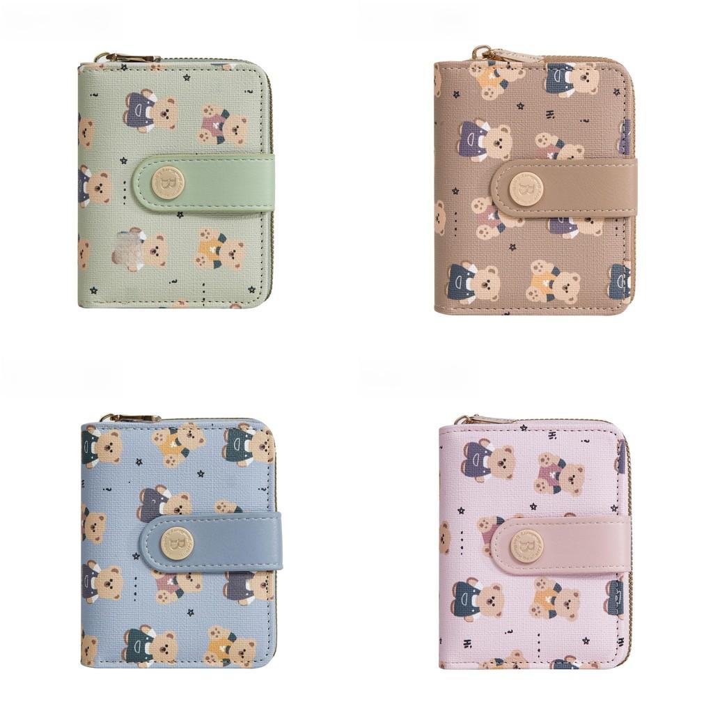 Bear Pattern Print Ladies Wallet Card Case Made Of Pu With Antitheft Features For Women