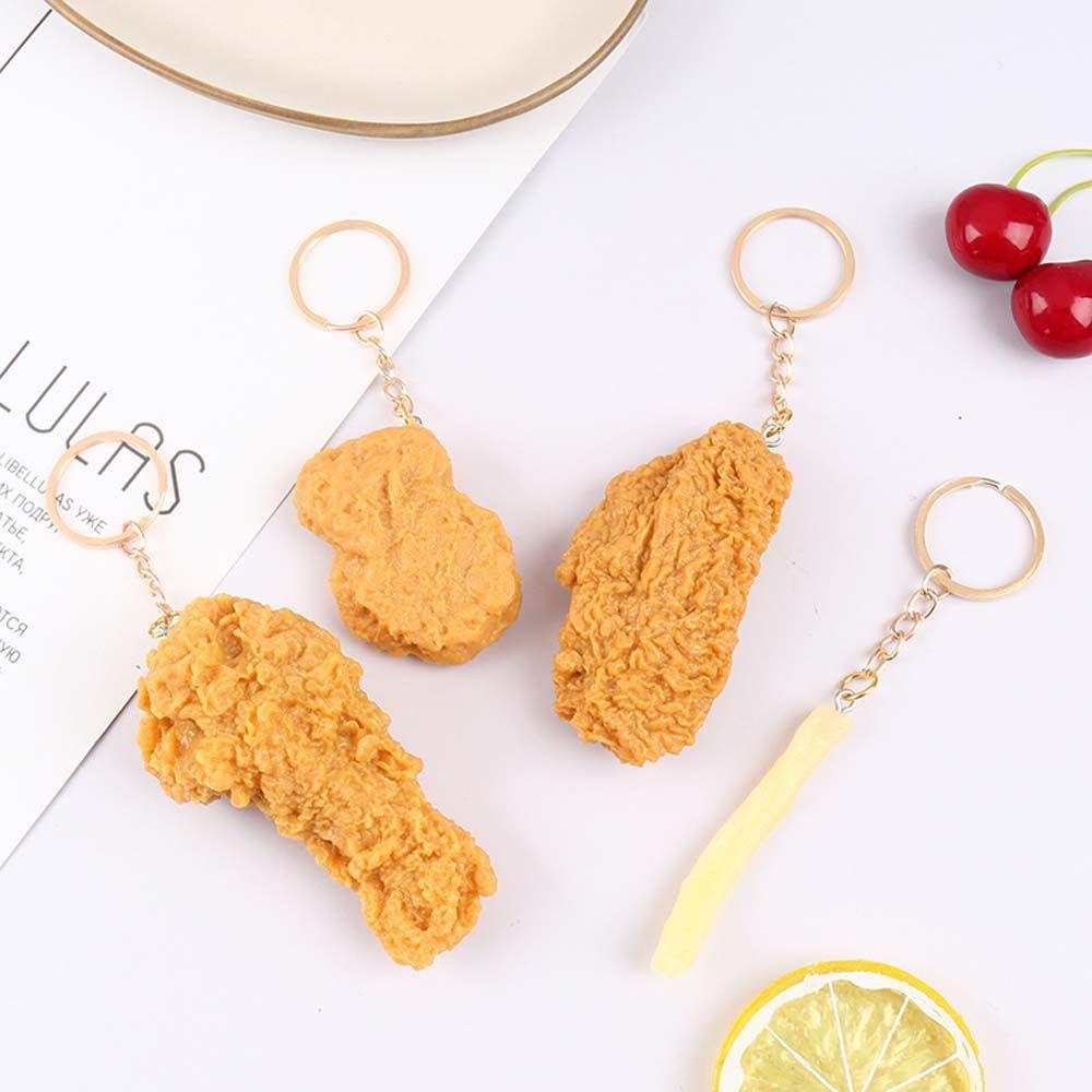 French Fries Fried Chicken Around Key Rings Food Pendant Key Chains Imitation Food Keychains