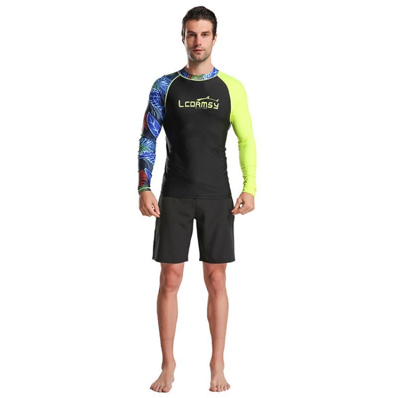 Mens Quick-Dry UV Protection Rash Guard Long Sleeve Swimwear Surfing Diving Snorkeling Water Sports