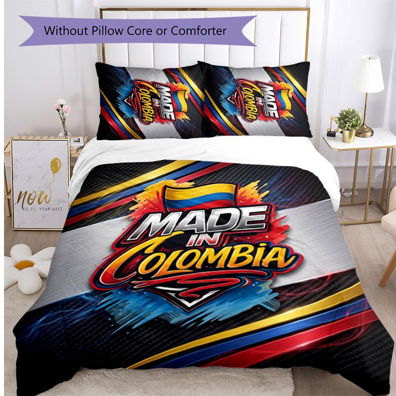 Colombia Football Printed Bedding 3 Piece Set Cozy Breathable Bed Cover Set as Housewarming Holiday Gift