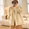 Women's Winter Mid Length Women's Fur Hooded Coat With Thickened Warmth And Imitation Mink Fur Coat