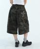 FUZZY SCAN Camo Cross Eyelet Bermuda Pants Dark Khaki