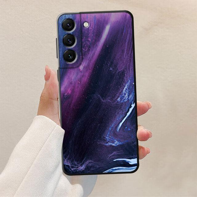 Цветной мраморный художественный чехол для телефона для Samsung Galaxy S22 Ultra 5g S21 Plus S20 Fe S7 S21 S8 S10e S10 S9, черный мягкий чехол