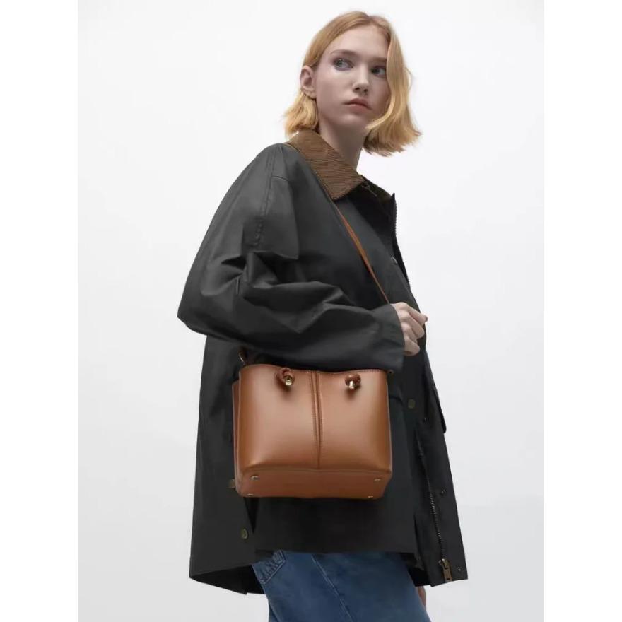 Простые женские сумки через плечо из искусственной кожи, повседневные женские сумки-ведра, однотонные, большой емкости, ручные женские сумки