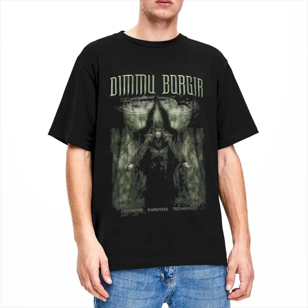 Футболка с принтом Dimmu Borgir Мужская Женская Enthrone Darkness Triumphant Крутая Футболка из Чистого Хлопка С Круглым Вырезом С Коротким Рукавом Одежда