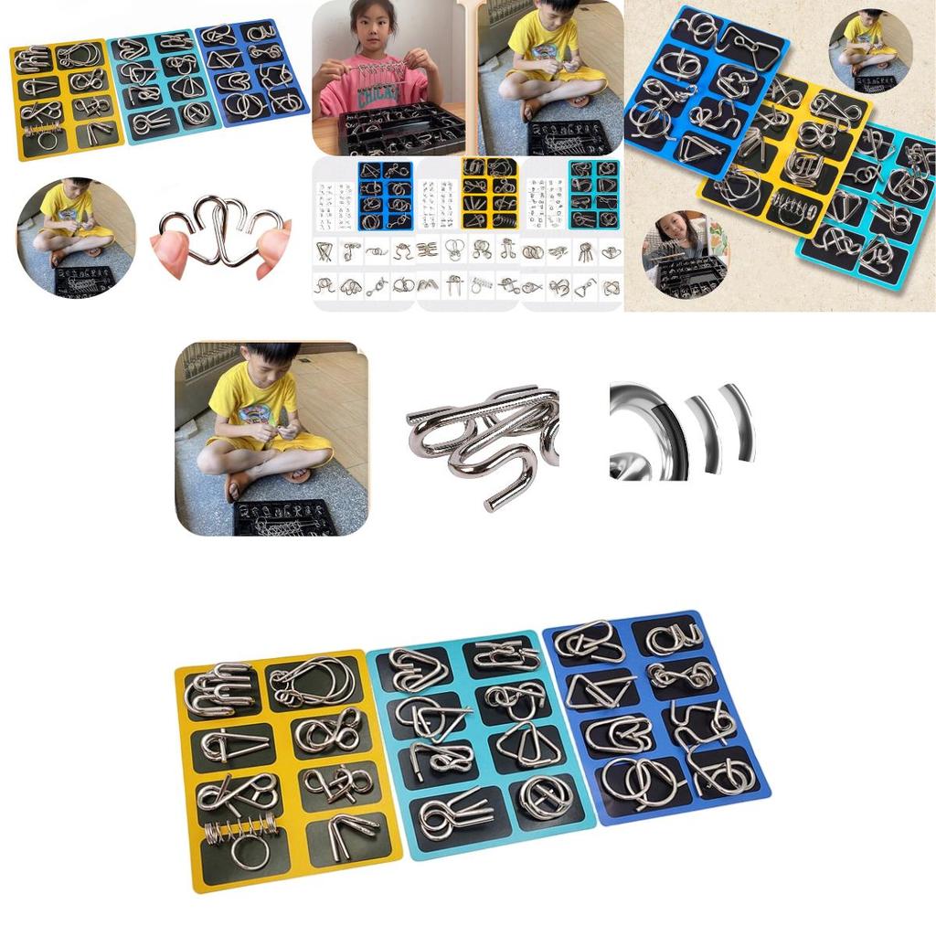 Детский набор развивающих игрушек Головоломка «Девять связанных колец», Подарок-головоломка, Полный набор разблокируемых колец, Восемь штук, Замок Лу Баня