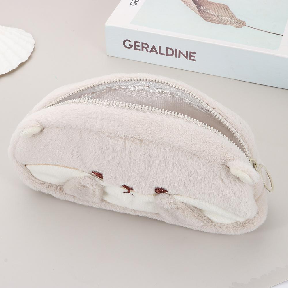 Пенал большой вместимости плюшевый органайзер для канцелярских товаров подарок к школе