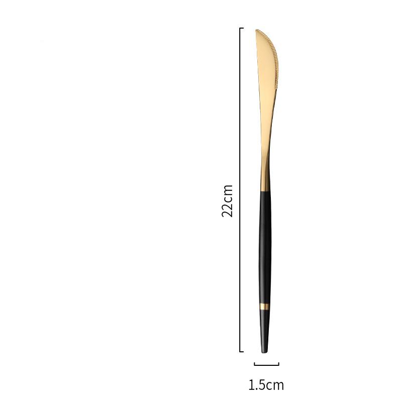 Роскошная португальская столовая посуда, столовые приборы из нержавеющей стали, нож для стейка, десертная вилка для фруктов, столовая ложка, набор кухонных принадлежностей в золотом стиле в западном стиле