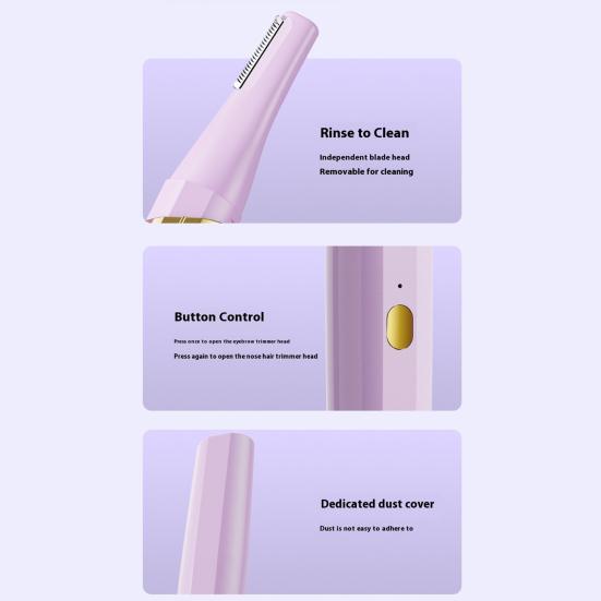 Электрический триммер для бровей 2-в-1 и триммер для носа для женщин, USB-перезаряжаемый триммер для волос на лице, портативный безболезненный инструмент для точного ухода