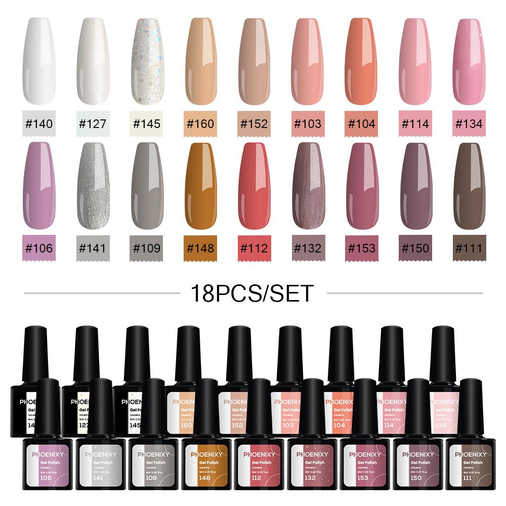 PHOENIXY Набор гель-лаков для ногтей 12/18/20/30/45 шт. Набор 8 мл Гибридный полупостоянный УФ-светодиодный набор для маникюра