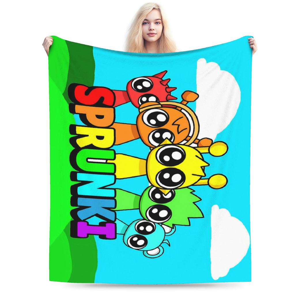 Sprunki Game Blankets Flannel Lightweight Thin Throw Blankets for Bedroom Sofa Bed Rug