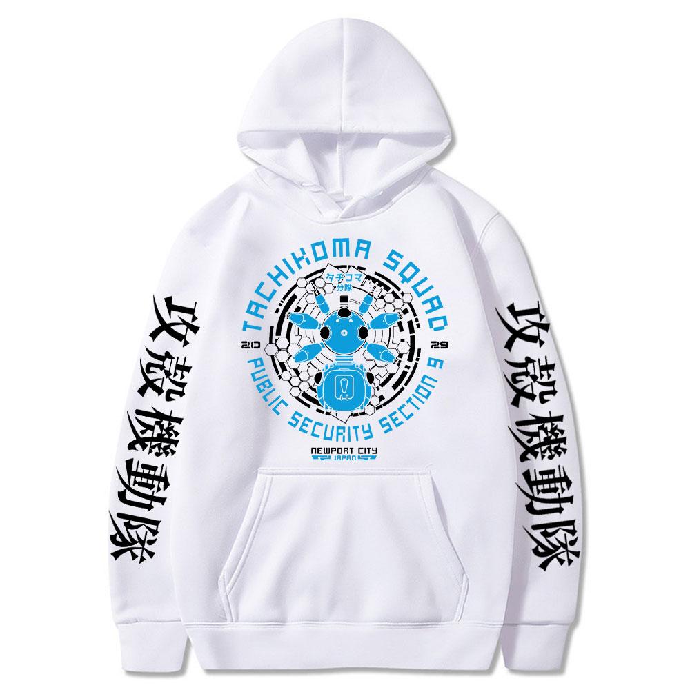 Япония Аниме Ретро Призрак в доспехах Толстовка Мужчины Женщины Длинный рукав Толстовка Gits Манга Tachikoma Squad Walker Robots Streetwear