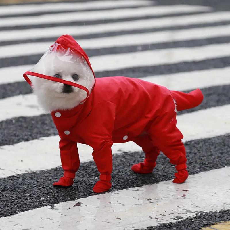 Dog Raincoat Rain Jacket Cute Dogs And Cats Raincoat Waterproof All-inclusive For Pet Keep Pets