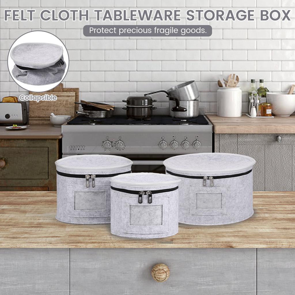 3 шт. Штабелируемые чехлы для хранения посуды с 36 круглыми разделителями, толстый войлок, контейнеры для хранения фарфора для хранения и транспортировки столовой посуды