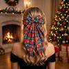 Christmas Photo Prop Hair Bows Large Bow for Women Girls, Decorative Clip with Classic Holiday Accessories Prints, Elegant Long Tail Barrettes Festive