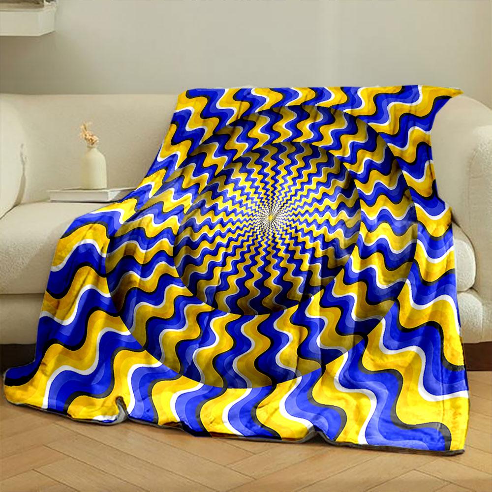 Psychedelic Blue and Yellow Waves print blanket soft and cozy perfect for the living room bed sofa or a nap,gift