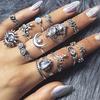 14Pcs/Set Boho Stack Flower Moon Sun Knuckle Ring Midi Finger Rings