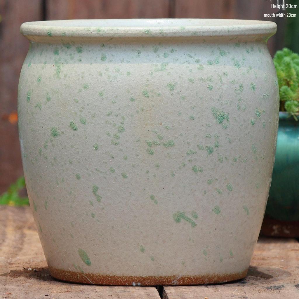Large Ceramic Terracotta Flower Pot for Balcony and Living Room - Ideal for Succulents, Orchids, Green Radish, and Plants
