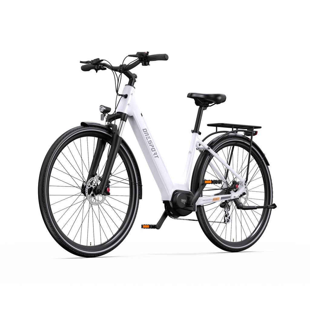 ONESPORT OT07 Electric Bike All-aluminum Alloy Frame 27.5 Inch Commuter Electric Bike BAFANG Mid Motor & 36V 250W 14Ah Battery-White