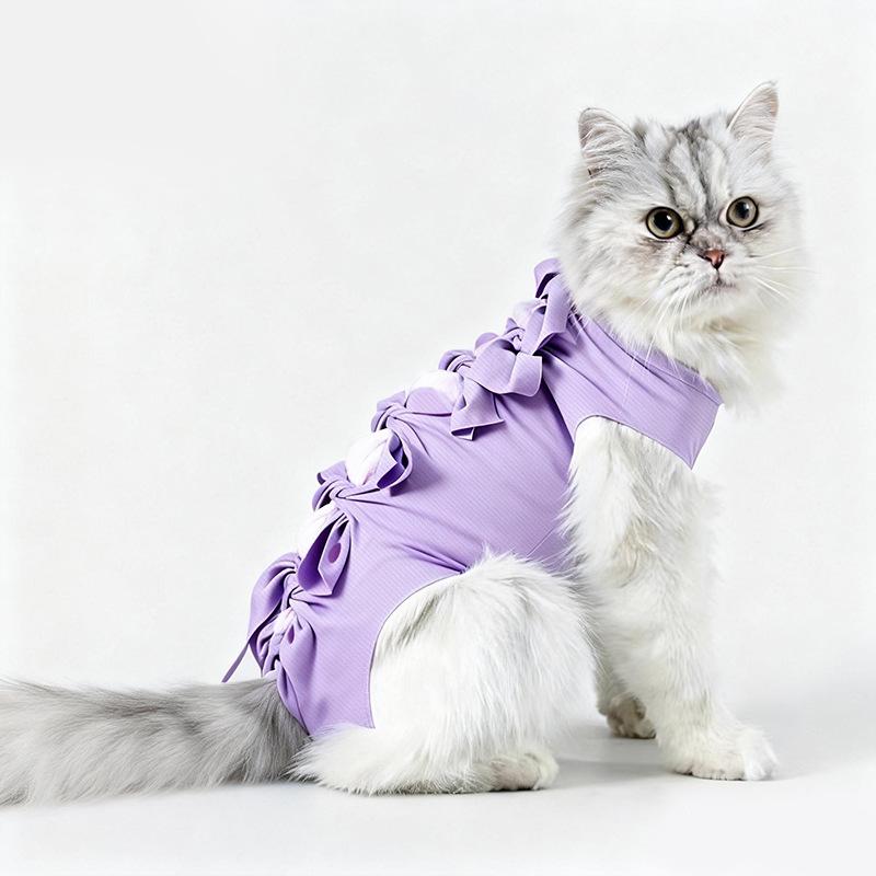 Avocado Print Cat Recovery Suit Breathable Anti-Lick Surgical Suit for Cats Kittens