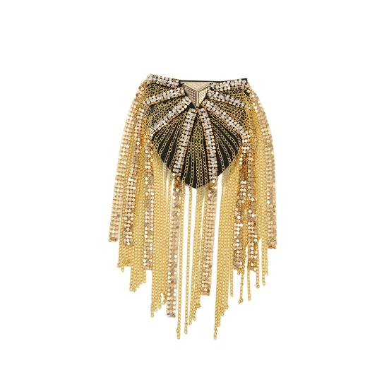 Shoulder Epaulet Long Tassels Metal Sequins Rhinestone DIY Elegant Men Women Shoulder Board Badge Brooch Business Suit Accessories