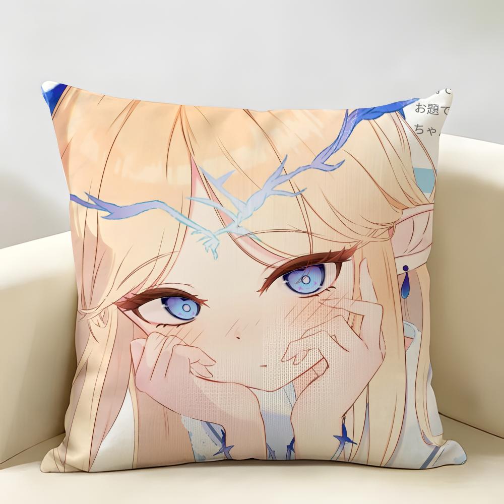 Cartethyia Cute Wuthering Cushion Cover Natural Linen Organic Fabric DoubleSided Printing Room Sofa Decor Pillow Case