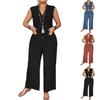 Женский летний повседневный модный комбинезон большого размера однотонной расцветки без рукавов, свободный и удобный, с широкими штанинами