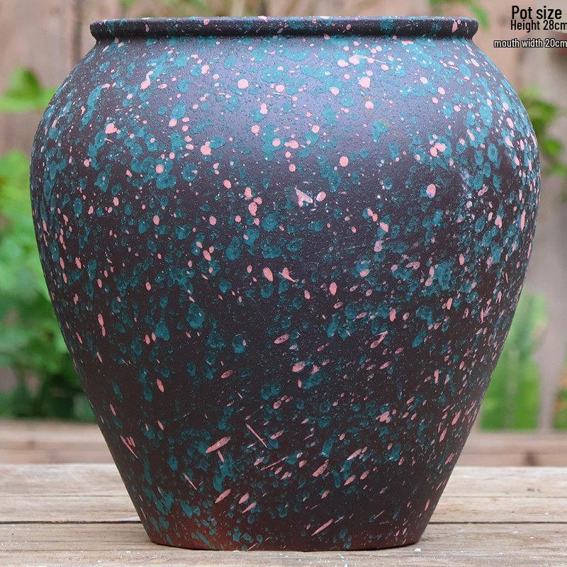 Vintage Ceramic Pot for Indoor/Outdoor Use – Large, Breathable Coarse Pottery for Green Plants, Tall Wide Mouth Design for Bougainvillea & Succulents