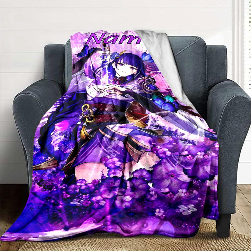 Customiz Name Personality Genshin Impact Balzebub Blanket Soft &Warm Sofa Office Bed Travel Lunch Break Blanket, Gift Suitable All Seasons