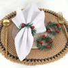 6pcs with Red Berry Napkin Holder PVC Napkin Buckle Christmas Pine Needle Napkin Ring New Year