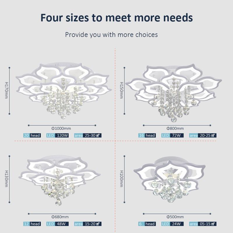 Luxury Modern LED Lustre Clear Crystal Chandelier Round Pendant Light Home Decor Living Room Bedroom Hanging Lamp