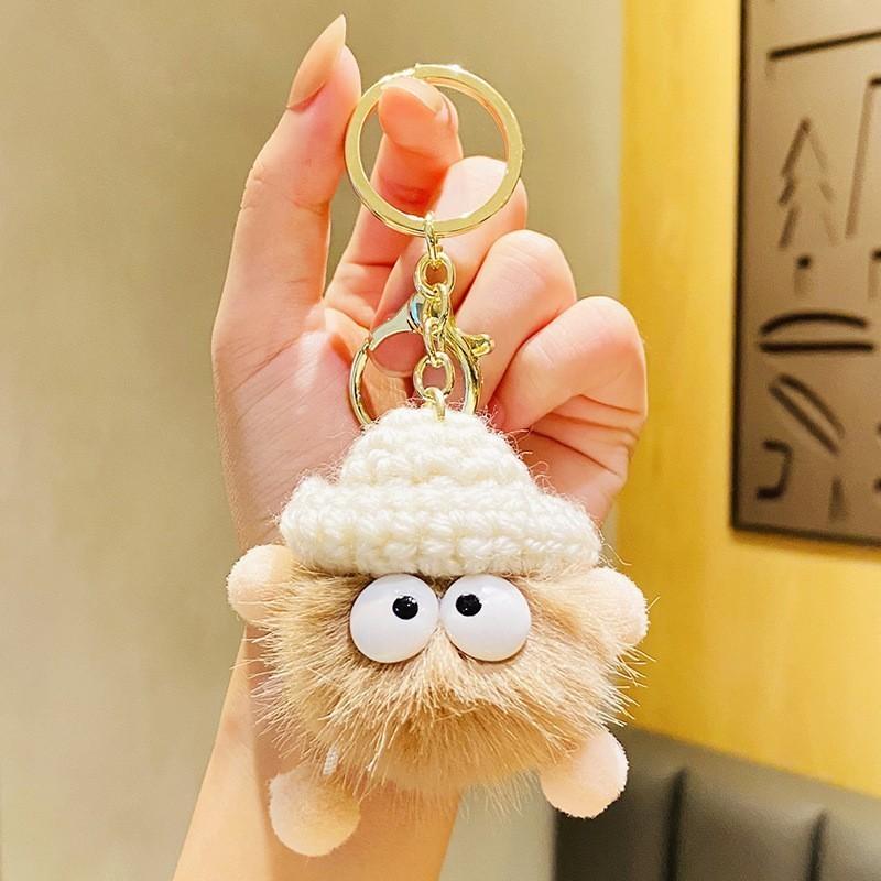 Cute Plush Yarn Hat Keychain Creative Cartoon Bag Pendant Gift For Parties