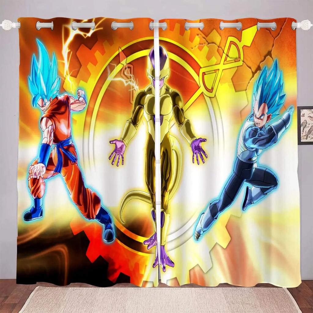 Мультфильм Dragon Ball Печать на шторах Подарки для мальчиков Спальня Полиэстер Затенение Окно гостиной Перегородка Домашний декор Затемнение Идеально для Отличного