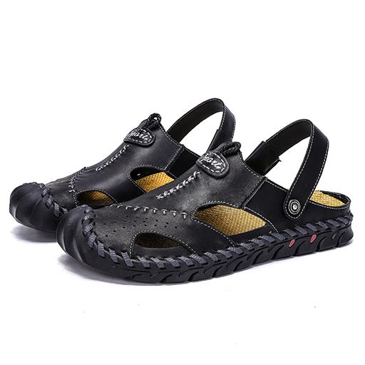 Summer Men's Sandals Classic Genuine Leather Sandals Fashion Outdoor Hiking Shoes Light Breathable Non-slip Sneakers 38-48