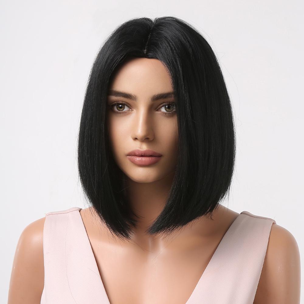 BLONDE UNICORN Синтетический парик пикси, черные парики для женщин, высокотемпературное волокно, прямые волосы, ежедневное использование для косплея