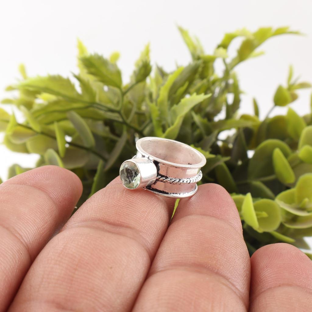 Green Amethyst Gemstone 925 Sterling Silver Handmade Wonderful Jewelry Ring Gift For Women