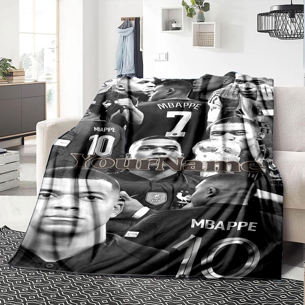 Mbappe Personalized Name Blanket Lightweight Customizable Blanket Soft & Cozy Suitable for Bed Home Decor Couch Sofa Four Seasons Multipurpose
