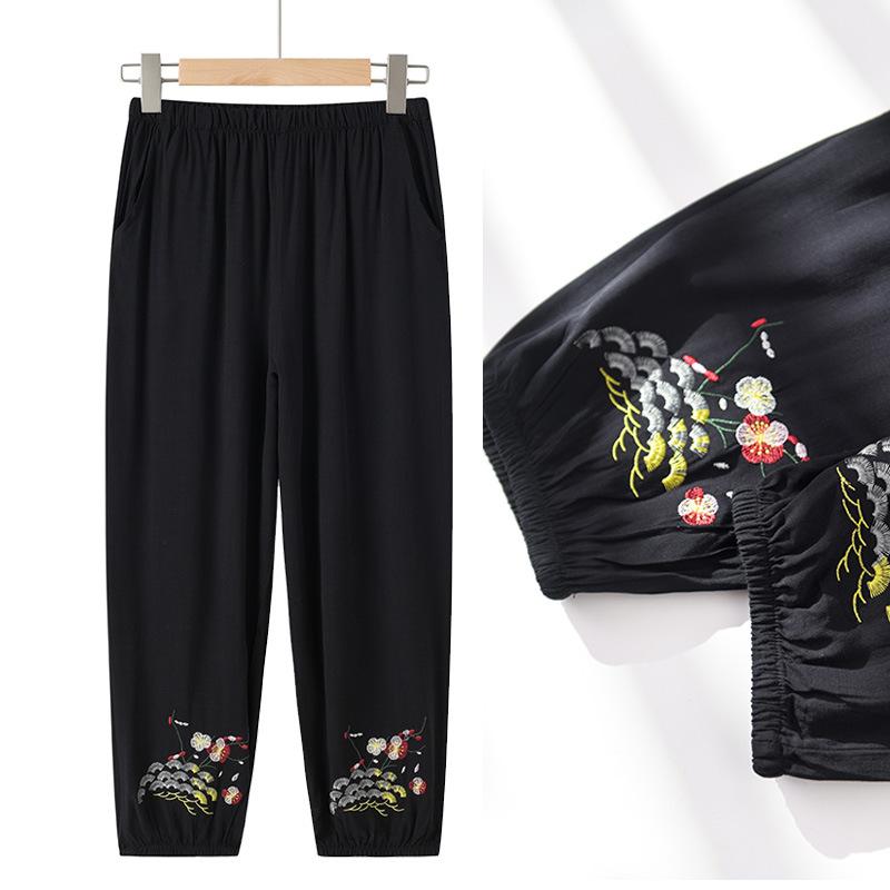 Весенняя и летняя одежда для среднего и пожилого возраста, повседневный тонкий костюм с короткими рукавами и семью брюками, костюм из двух предметов