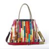 Authentic Leather Women's Tote  Snake Pattern  Shiny Leather  Stripes  Contrast Color  Tassel  Shoulder Bag